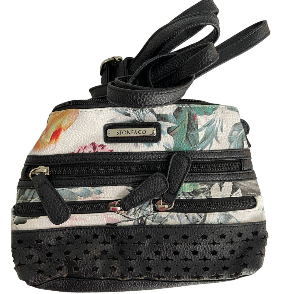 Stone & Co NWOT Small Vegan Leather Cross Body Floral Purse Bag